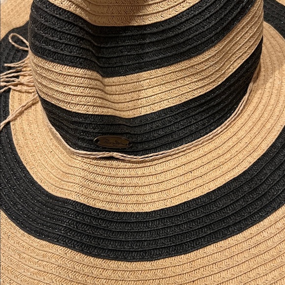 Panama Jack Striped Black and Tan Sun Hat Women’s Track Cruise Resort Coastal - Picture 3 of 5